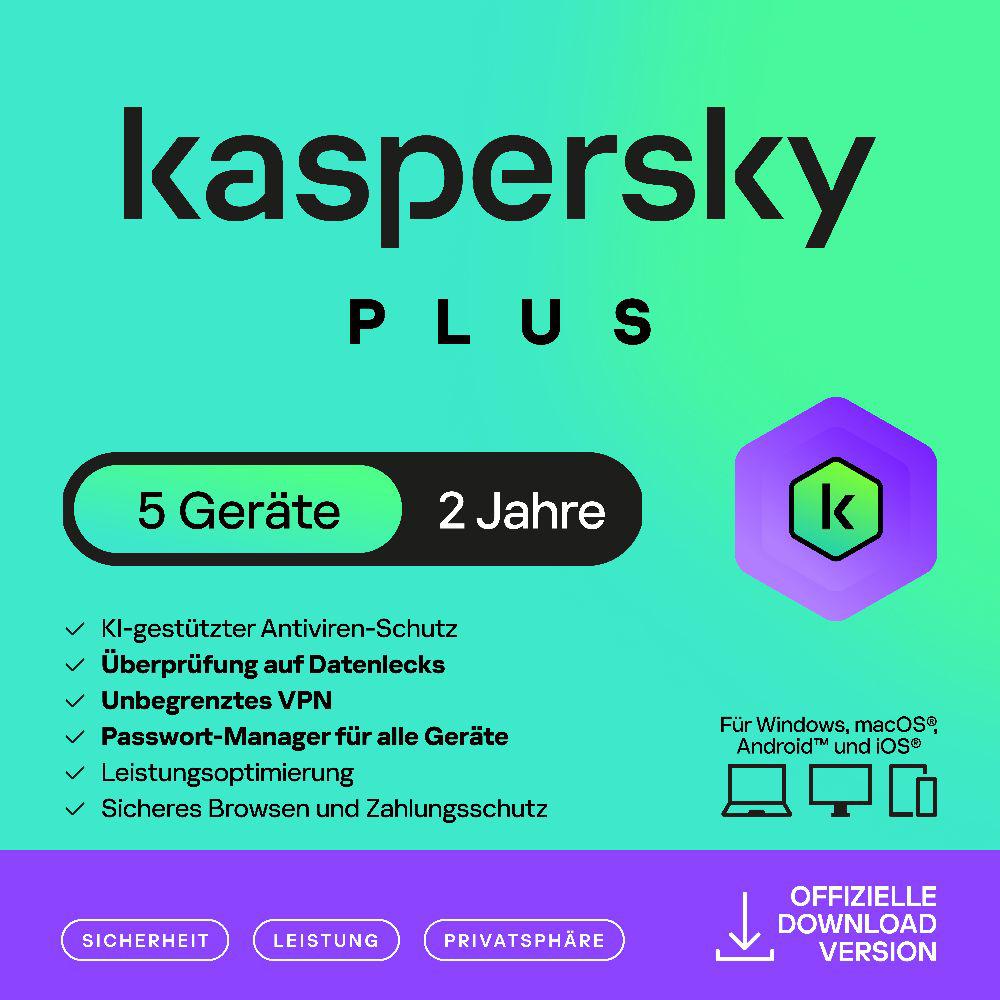 Kaspersky Plus (5 Devices - 2 Years) DACH ESD